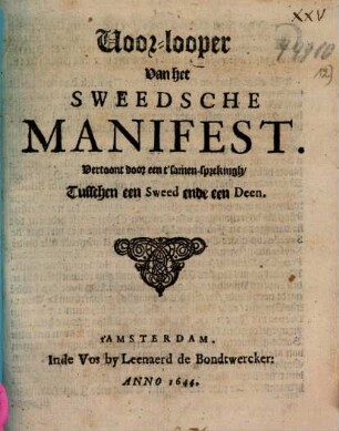Voor-looper van het Sweedsche Manifest