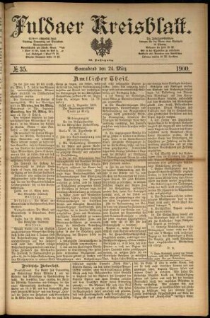 Erste Ausgabe vom Samstag, den 24. März 1900.