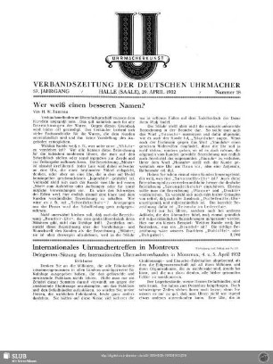 Internationales Uhrmachertreffen in Montreux (Fortsetzung statt Schluß aus Nr. 17)