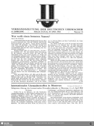 Internationales Uhrmachertreffen in Montreux (Fortsetzung statt Schluß aus Nr. 17)