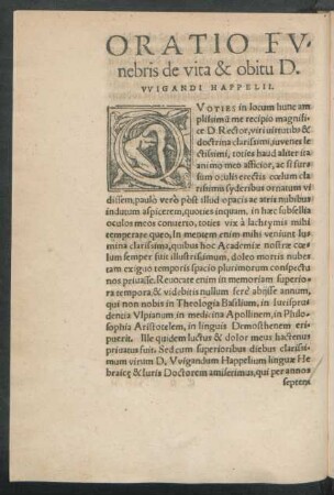 Oratio Funebris de vita & obitu D. Wigandi Happelii.