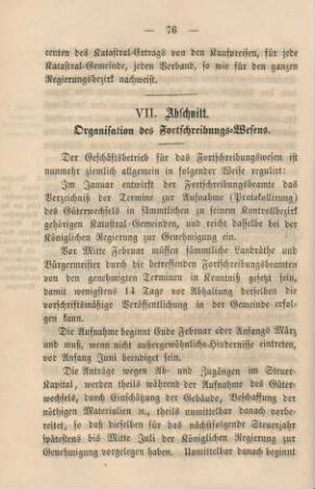 VII. Abschnitt. Organisation des Fortschreibungs-Wesens.