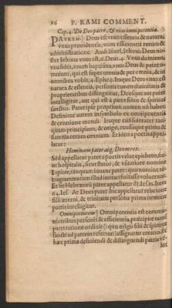Cap. 4. De Deo patre, Et eius omnipotentia.