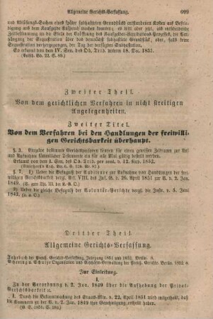 Dritter Theil. Allgemeine Gerichts-Verfassung.