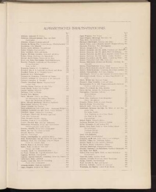 Alphabetisches Inhalts-Verzeichnis.