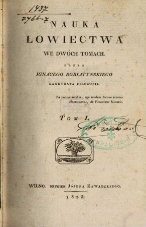 Nauka łowiectwa : we dwóch tomach, 1 (1823)