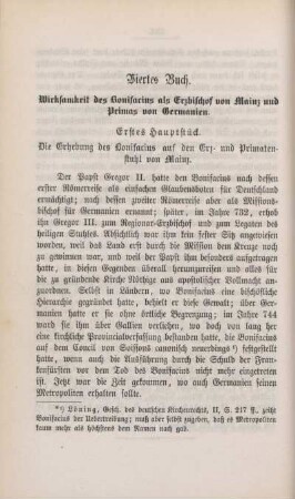 Viertes Buch. Wirksamkeit des Bonifacius als Erzbischof von Mainz und Primas von Germanien