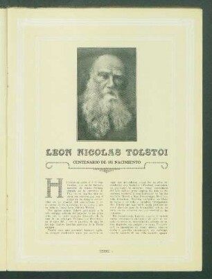 Juan Nicolás Tolstoi [Fotografía] : Centenario de su nacimiento