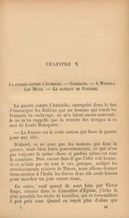 Chapitre X. La guerre contre l'Autriche. - Garibaldi. - ...