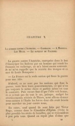 Chapitre X. La guerre contre l'Autriche. - Garibaldi. - ...