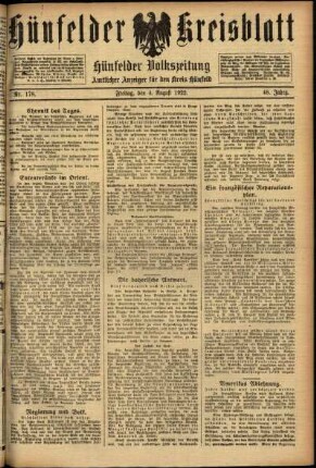 Ausgabe vom Freitag, den 04. August 1922.