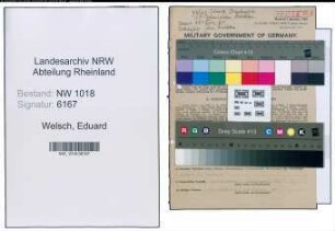Entnazifizierung Eduard Welsch , geb. 06.11.1891 (Brandmeister)