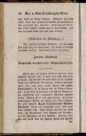 Zweiter Abschnitt. Aeußerliche briefstellerische Wohlanständigkeit