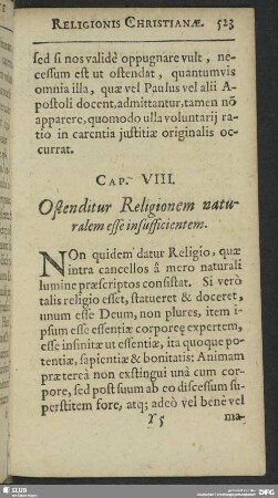 Cap. VIII. Ostenditur Religionem naturalem esse insufficientem