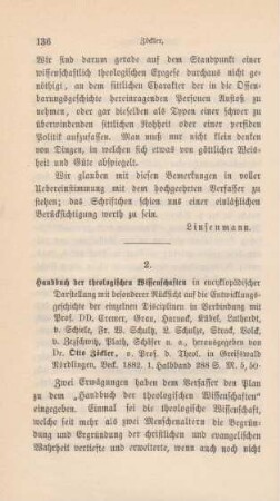 136-144 [Rezension] Handbuch der theologischen Wissenschaften in encyklopädischer Darstellung