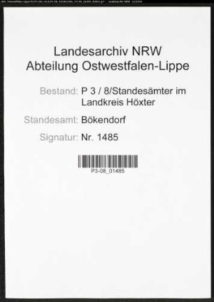 Sterberegister Standesamt Bökendorf