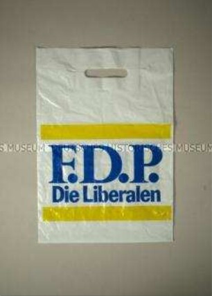 Kunststofftüte mit Wahlwerbung - "F.D.P. / Die Liberalen"