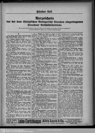 Handelsregister : Verzeichnis der bei dem königlichen Amtsgericht Dresden eingetragenen Dresdner Geschäftsbetriebe