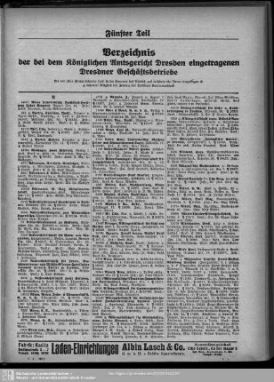 Handelsregister : Verzeichnis der bei dem königlichen Amtsgericht Dresden eingetragenen Dresdner Geschäftsbetriebe