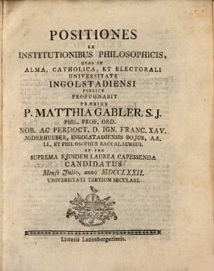 Positiones ex institutionibus philosophicis