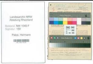 Entnazifizierung Hermann Patze , geb. 17.12.1897 (Zollinspektor)