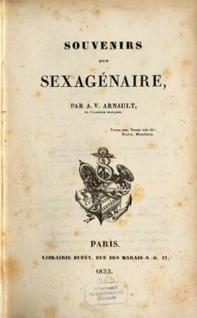 Souvenirs d'un sexagénaire, 1