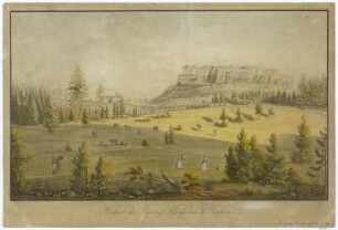 Ansicht der Festung Königstein, Radierung, 1791 : Morasch, Christian Gottfried : Prospect der Vestung Königstein in Sachsen / C. G. Morasch fec. - Dresden , 1791. - 1 Kunstbl. : kolor. Umrißradierung ; 49 x 29 cm