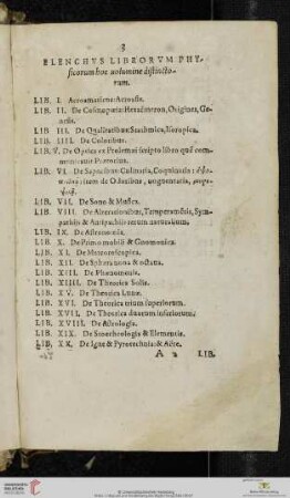 Elenchus Librorum Physicorum volumine distinctorum