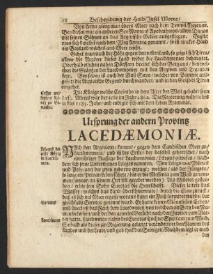 Ursprung der andern Provintz Lacedaemoniae.