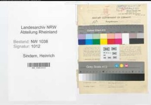 Entnazifizierung Heinrich Sindern , geb. 26.04.1907 (Angestellter)