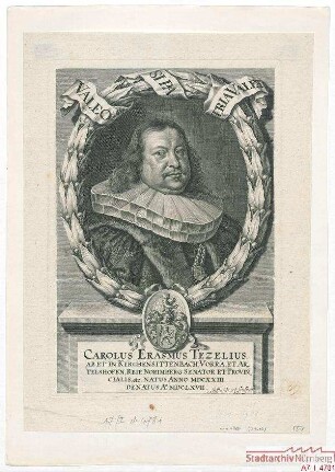 Carl Erasmus Tetzel, Ratsherr und Landpfleger; geb. 1623; gest. 1667