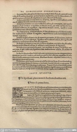 Caput Quartum. De significatis planetarum in duodecim domibus coeli.
