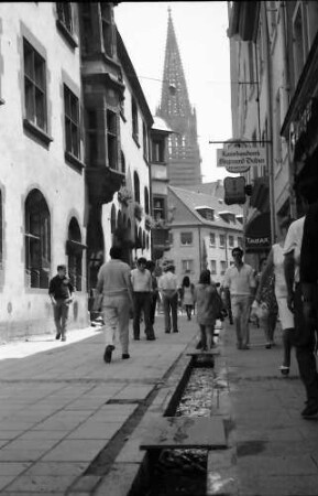 Freiburg: Bächle und Fußgängerzone, Hintergrund Münster