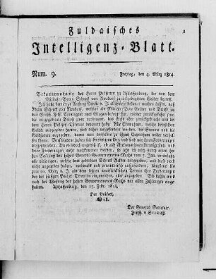 Num. 9, Ausgabe vom 4. März 1814