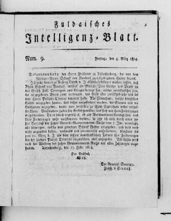 Num. 9, Ausgabe vom 4. März 1814