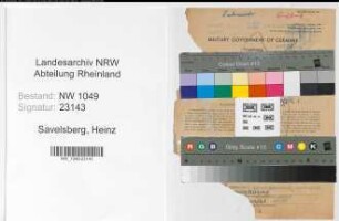 Entnazifizierung Heinz Savelsberg , geb. 10.11.1904 (Expedient)
