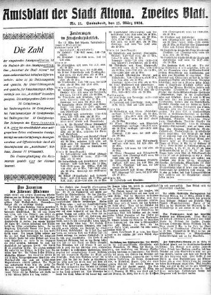 Nummer 11. Zweites Blatt. : Sonnabend, den 15. März 1924