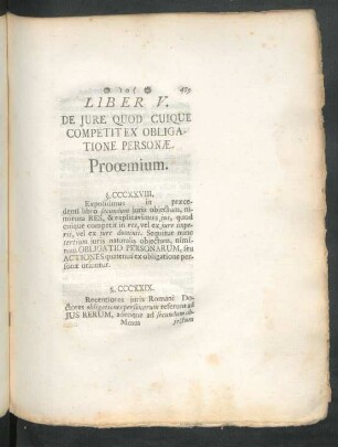Liber V. De Iure Quod Cuique Competit Ex Obligatione Personae
