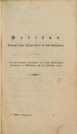 Schauspiele, 1. Belisar