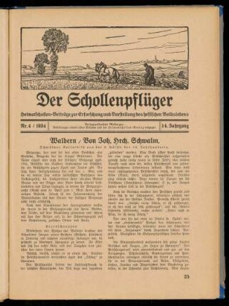 Der Schollenpfüger 14. Jahrgang, Heft 4, 1934