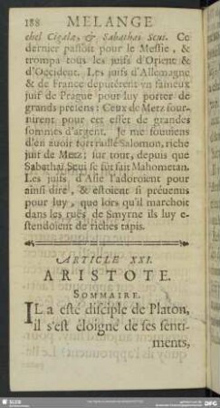 Article XXI. Aristote