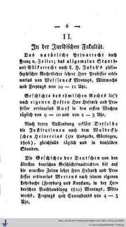 II. In der juridischen Fakultät.