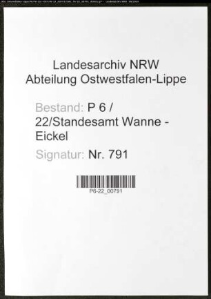 Namensverzeichnis Wanne - Eickel, Todesfälle