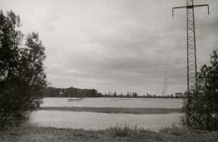 Großzschocher 18. Juli, Blick nach den Schönen, 1 Woche nach Höchststand, Hochwasser Juli 1954