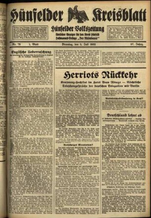 Erste Ausgabe vom Dienstag, den 05. Juli 1932.