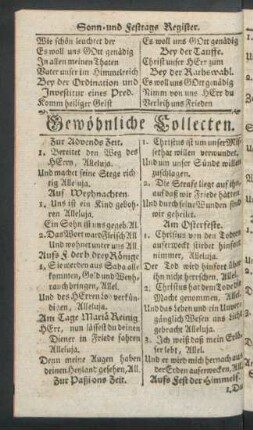 Gewöhnliche Collecten