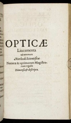 Opticæ Lineamenta [...]