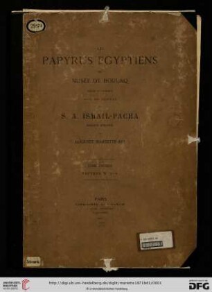 Band 1: Les papyrus égyptiens du Musée de Boulaq