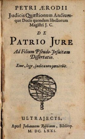 De patrio jure ad filium pseudo-Jesuitam dissertatio