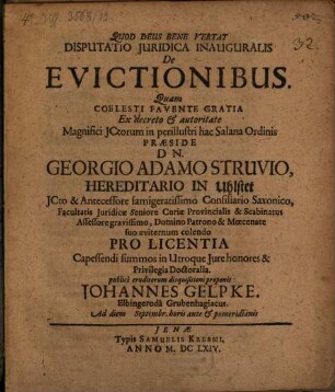 Disputatio Juridica Inauguralis De Evictionibus